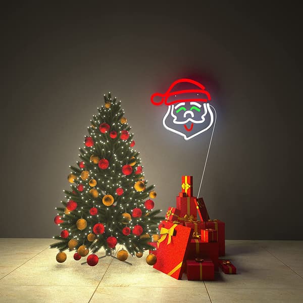 Jul Tomte Neonskylt Glödande Neon Tomte Jul LED Skylt Lampa för Halloween Julfest Tillbehör