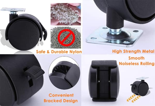 Möbelrullar, 8 st 40 mm Nylon Svängbara Rullar, Icke-Märkande U
