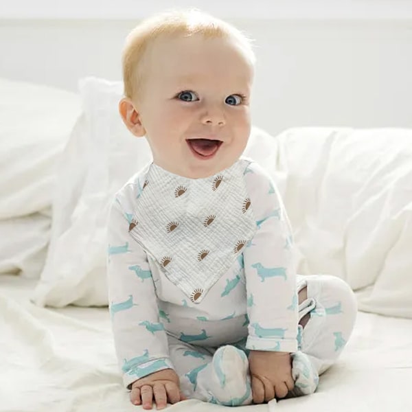 Babyhaklappar i bomull, mjuka triangulära babyhaklappar för babypojkar och flickor, enfärgade haklappar för dreglande och tänder Style 2