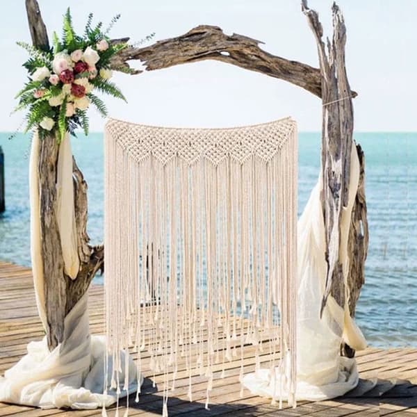 115 x 100 cm Stor Handgjord Macrame Väggbonad Jämn Väv Co