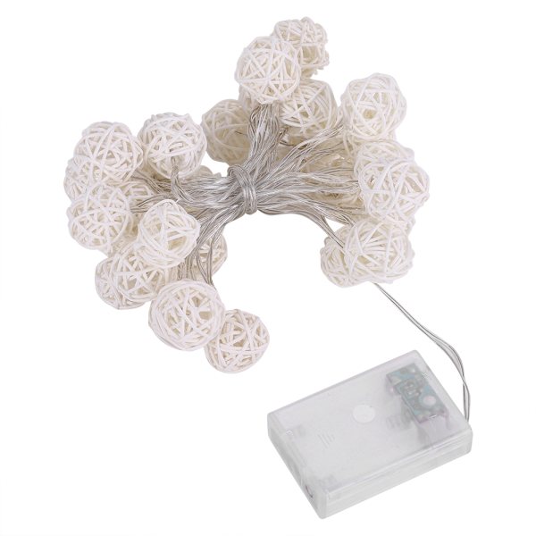 Globe Rattan Ball String Lights 30LED Batteridriven Nattlampa Hängande Dekor (Varm Vit)