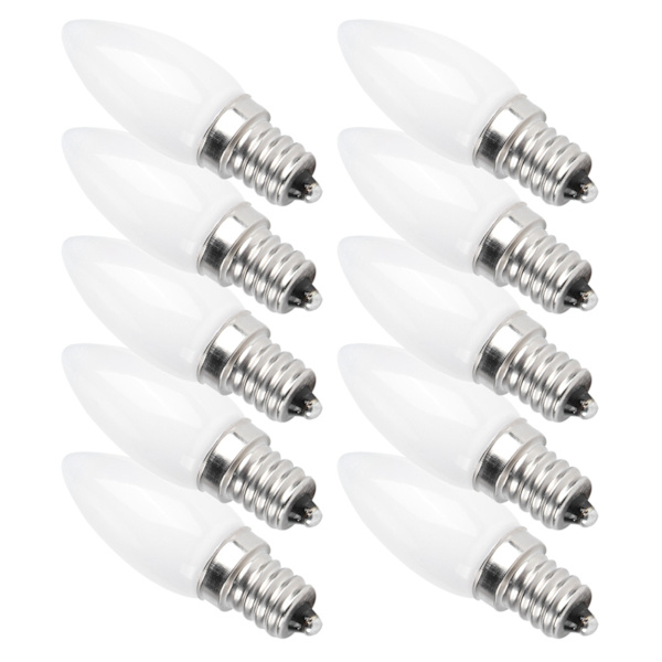 Icke-dimbara LED-ersättningar, dekorativt frostat glas för inomhusdekor, LED-lampor med kandelaberbas, energieffektivt varmvitt ljus, 10 st