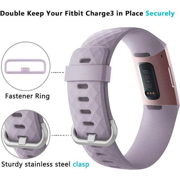 2-pakning erstatningsarmbånd kompatible med Fitbit Charge 3/Fitbit C