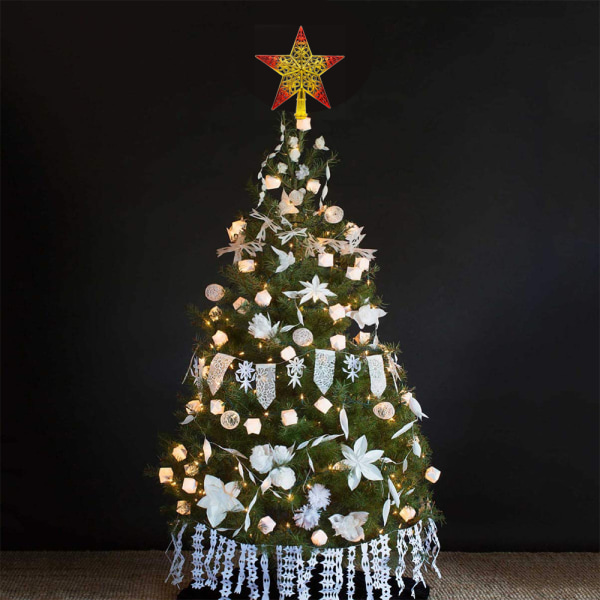 Christmas Tree Star Topper Glittered Xmas Tree Topper