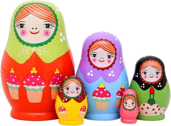 5 stk Håndlavede Træ Russiske Nesting Dukker Matryoshka Dukker - Sta