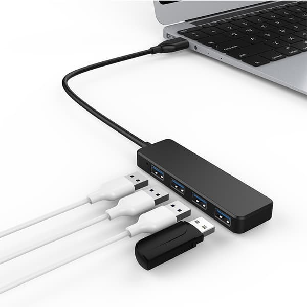 4 Ports USB 3.0 Multi USB Hub, Bærbar Multi Data Hub Adapter med