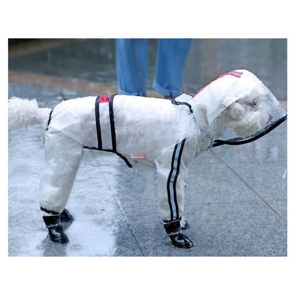 Hætteponcho til hunde, Regnfrakke til hunde med hætte, Regnfrakke til hunde med hætte, W