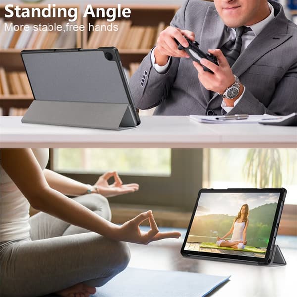 Trefoldbart PU-læder tabletcover kompatibelt med TAB A9 Plus (2023-model)