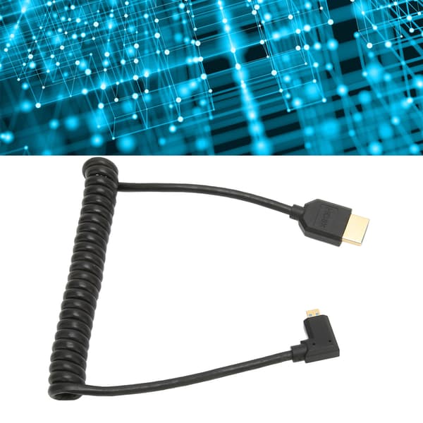 Audio Return Channel, Micro Hdmi Til Hdmi Adapter, Spiral Kabel, Vinkelstik, 8K 48Gbps Hd Multimedie Interface, Plug And Play,