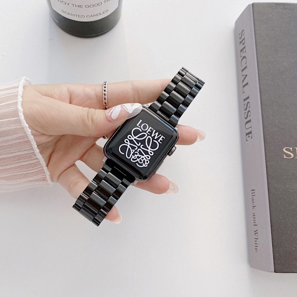 PC Klockarmband Ersättningsarmband för Smartklocka med Metallspänne för Iwatch 1 2 3 4 5 6 7 Se Svart 38 40 41mm
