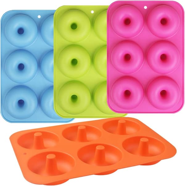 4 pakker 6-huls non-stick silikone doughnutforme til doughnuts, bagels