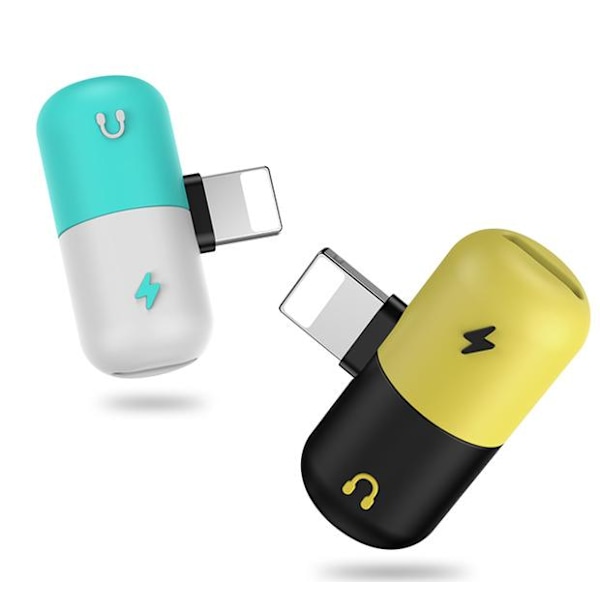 2st iPhone 7/8/X Adapter 2-in-1/Lyssna musik & ladda samtidigt 2st black yellow Model 4