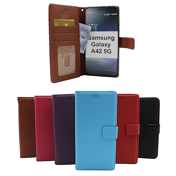 New Standcase Wallet Samsung Galaxy A42 5G (Svart) Brun Brun