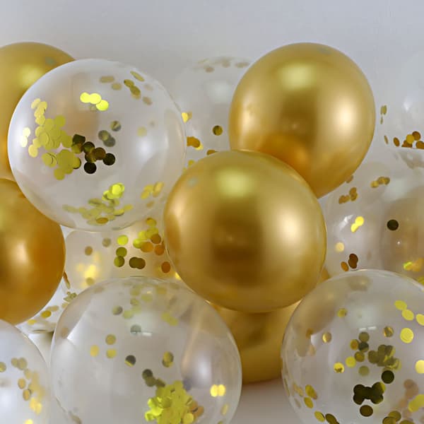 Metallic Guld + Glitter Guld: Set med 30 Ballonger