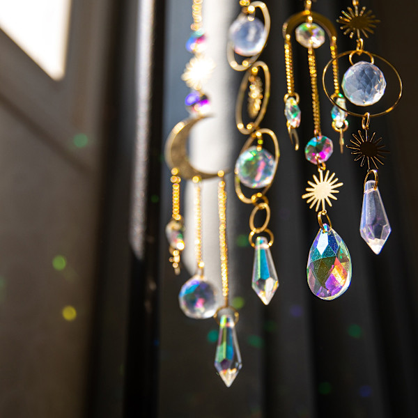 Suncatcher Kristall Hängande Solfångare Prisma med Kedja Hänge Ornament Kristallkulor för Fönster Style 2