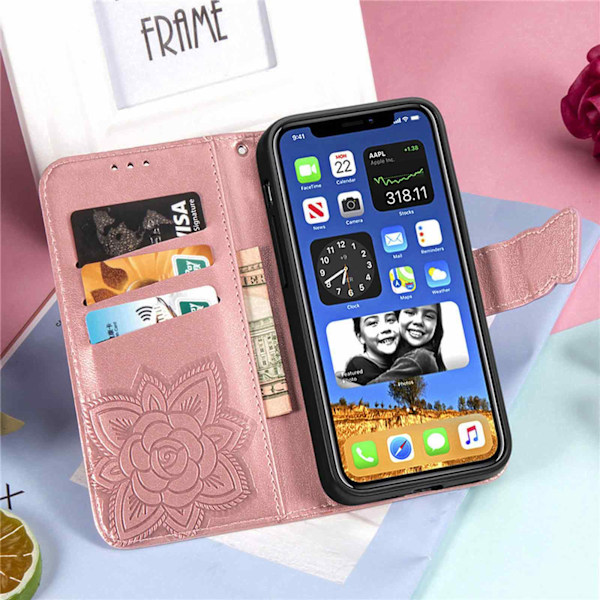 iPhone 11 Mobilskal, iPhone 11 Skal med Korthållare Ställ Kickstand för Kvinnor Flickor Pojkar, iPhone 11 Plånbok Sött Robust PU Läder Flip Rosegold for iPhone 11