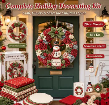 Håndlavet stofkrans DIY-sæt til jul, velegnet til voksne begyndere og som julekrans til døren, stil 4 stye 4
