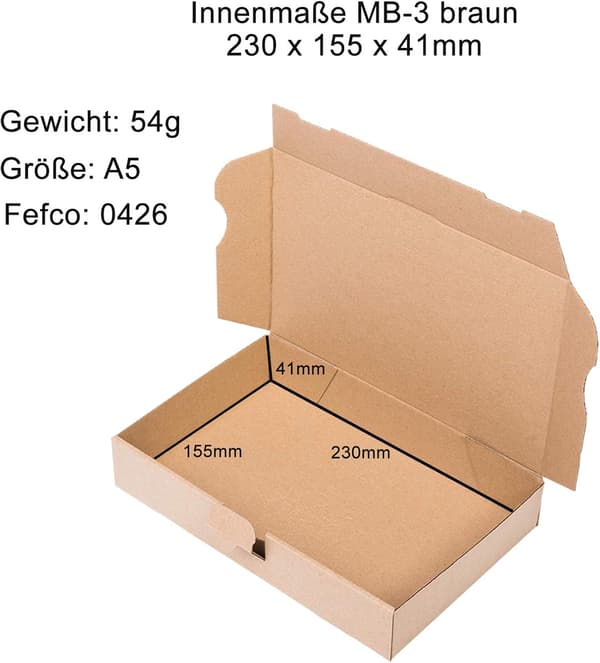 50 esker 24x16x4,5 cm - Brun - Postesker - Emballasjekarton