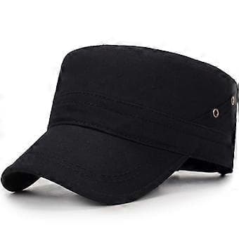 Flat Cap for menn med to hull på siden, justerbar baseballcaps (svart)