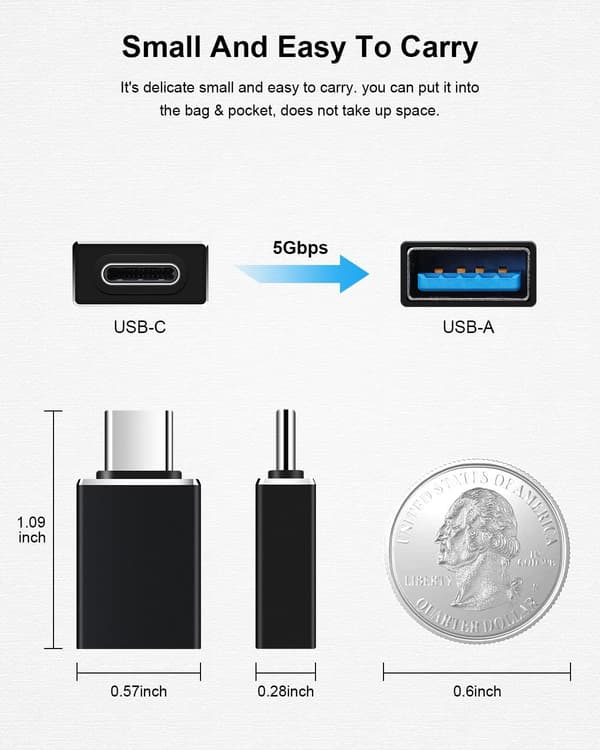 4-pak USB-C til USB-adapter, Type C til USB 3.0-adapter USBC-side-
