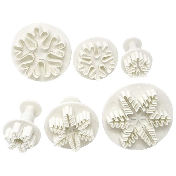 6 st/set Snöflinga Fondant Kakplunger i livsmedelskvalitet