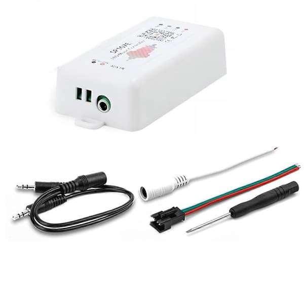 SP107E DC5-24V LED musikkontroller med trådløs Bluetooth-kompatibel SPI fullfargemusikkontroll via telefonapp