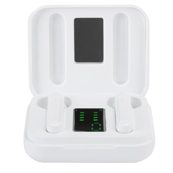 Bærbar Bluetooth 5.0 Headset True Wireless med LED Digital Display Stereo Øretelefon Hvit