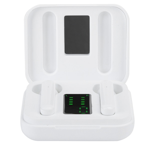 Bærbart Bluetooth 5.0 Headset True Wireless med LED Digital Display Stereo Øretelefon Hvid
