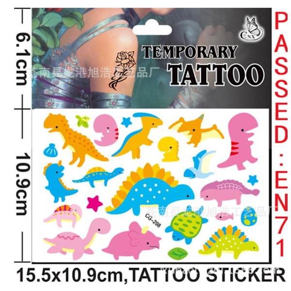 4st Dinosaurie tatueringar Barn tatueringar multifärg