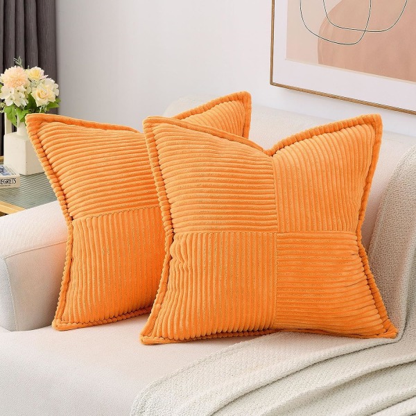 Orange Throw Pillow Covers 18x18 Tum Set av 2, Mjuk Solid