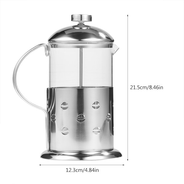 800 ml rostfria glaspresskanna för kaffe och te