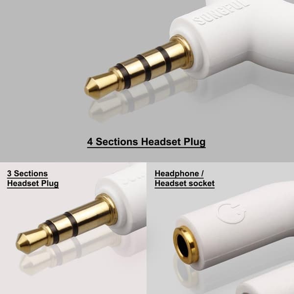 Stereo Headset Audio Splitter Kit, 3-Pin 3.5mm U-formet Plugg til 2