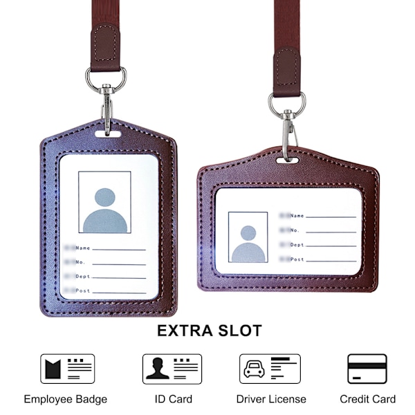 2-pack läder ID-korthållare, vertikal / tvärgående ID