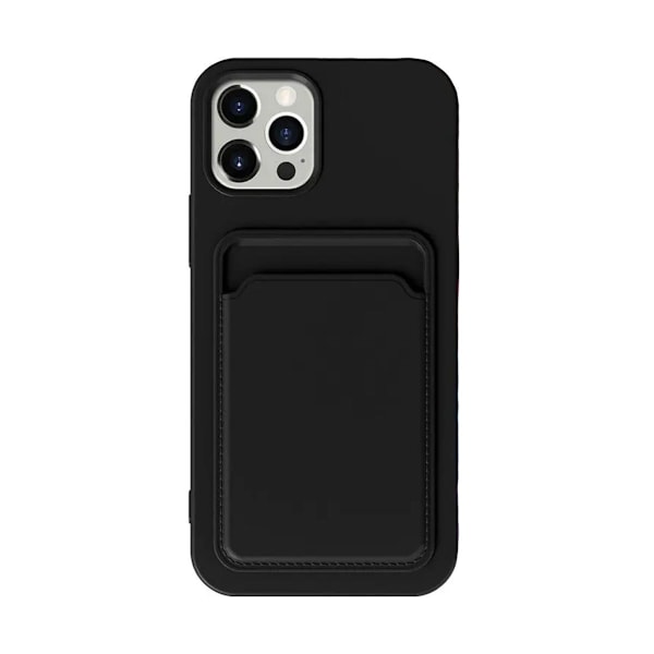 iPhone 13 Pro Silikonskal med Korthållare - Svart Svart