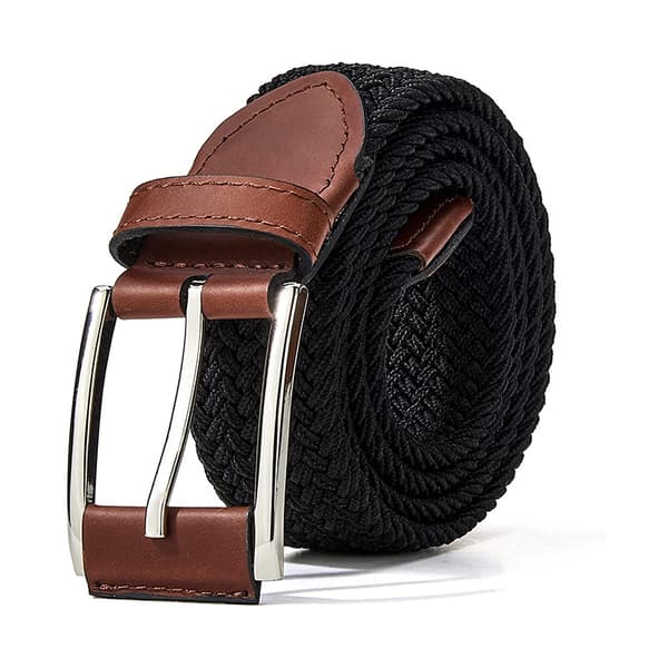 Bälte för män 2-pack, stretchflätat bälte för vardagsgolf