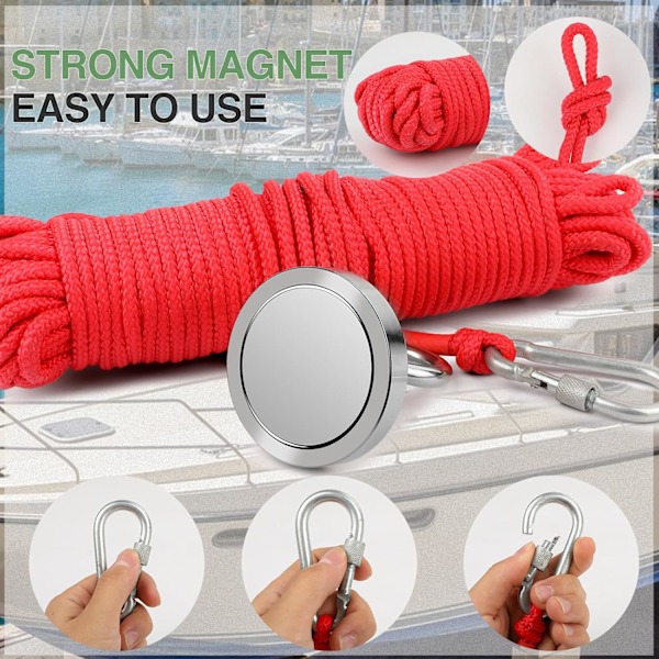Fiskemagnet Kit Kraftig, Sällsynt Jordartsmagnet med Försänkt Hål Öglebult, Stort Kit Neodym Fiskemagneter för Fiske och Lyftning