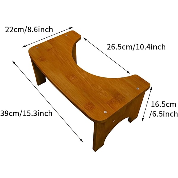 Toalettpall, Bambu Toalettpall, Robust C-formad Toalettpall, halkfri toalettstol, fotpall för hem och badrum