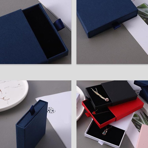 Smyckesförpackning Lådtyp Halsband Smyckeskrin Presentförpackning Mörkblå 8CM