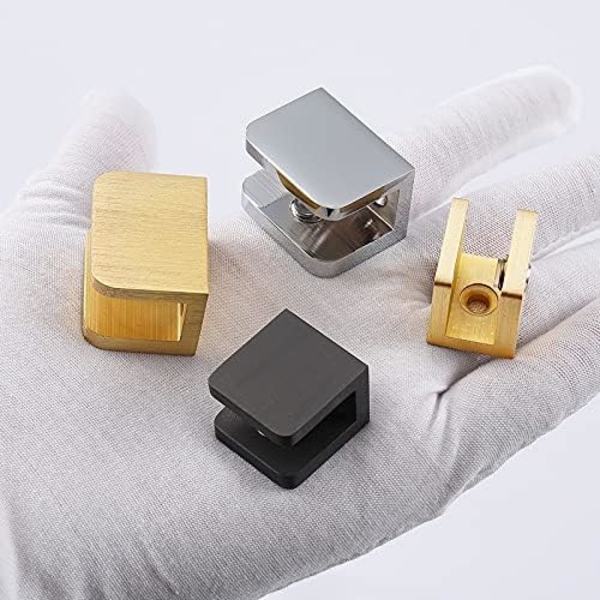 Sæt med 4 glasklemmer uden boring (til 10-12 mm glas, guld)