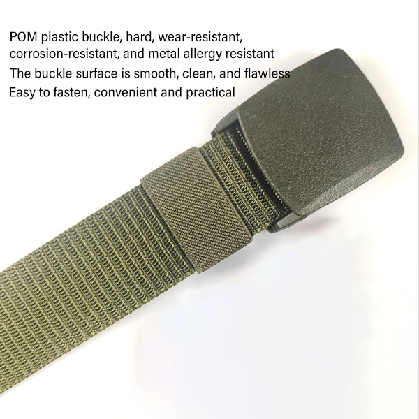 Smidigt taktisk bälte i nylon med spänne, vävt sportbälte för män utomhus green