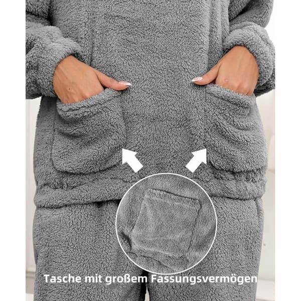 Pitkä fleece-pyjama-setti, unisex, lämmin vapaa-ajan asu