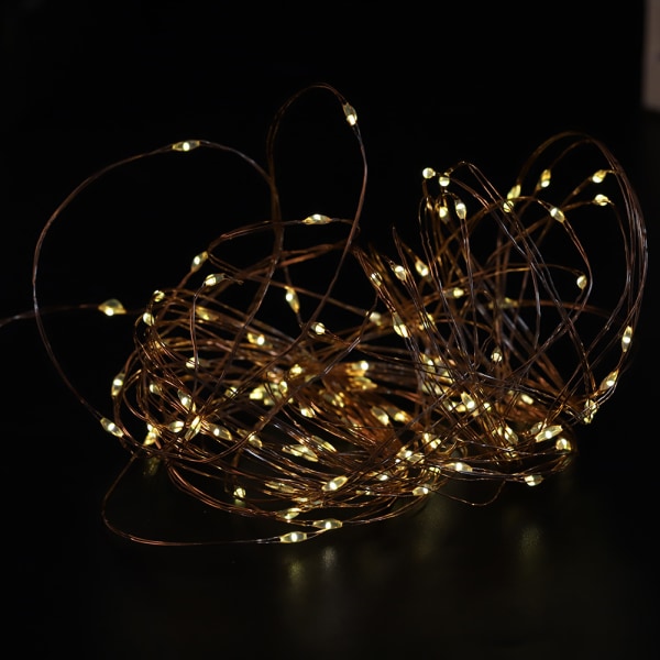 USB-kontakt LED-ljusslinga Fe-lampor 10m/33ft 100led Koppartrådslampa Dekor (varmvit)