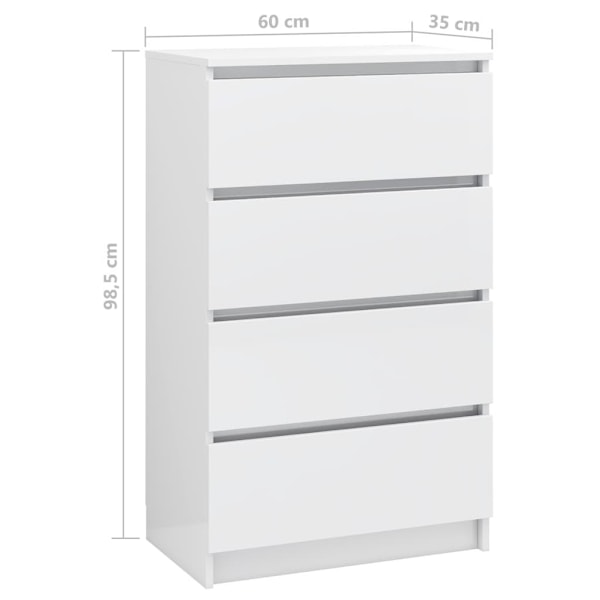 vidaXL Byrå vit högglans 60x35x98,5 cm konstruerat trä Vit