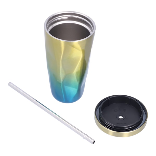 500ml Rostfritt Stål Kaffe Mugg Kaffe Mugg med Sugrör Bra