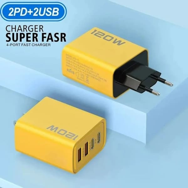 120W Hurtiglader Type C Quick Charge 3.0 USB-laderadapter, Kompatibel med iPhone, Samsung, Xiaomi PD