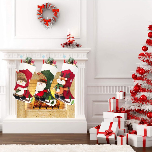Christmas Stockings, 18" Big Stockings Set of 3 Xmas Character