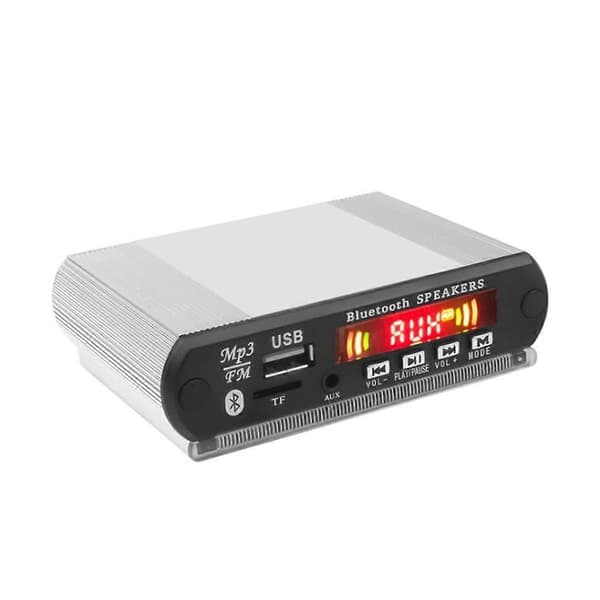 Bluetooth MP3-spiller dekoderkort FM-radio, USB, TF, trådløs lyd og håndfri samtale, fjernkontroll sølv
