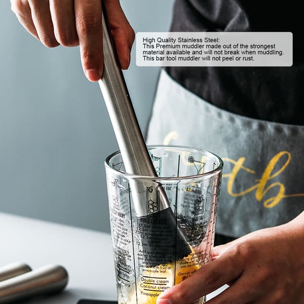 Praktisk Pestle Cocktail Muddler i Rustfrit Stål, Holdbar Is