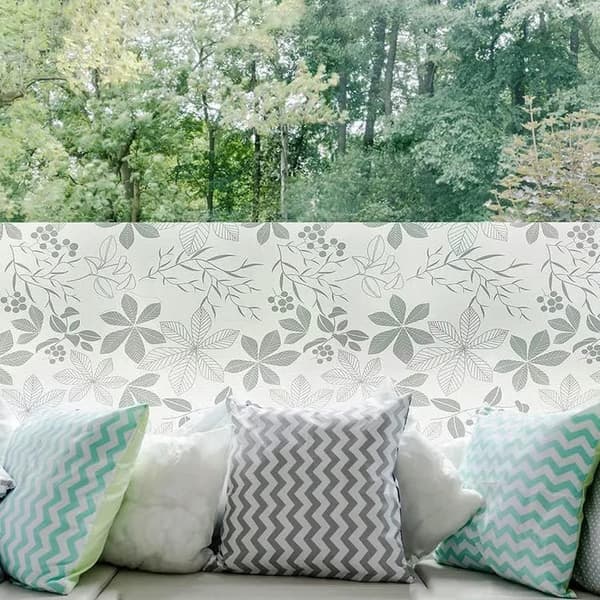 45x100CM, (hvitt blad dal mønster), 2 stk, blendingsgardin infinity wi