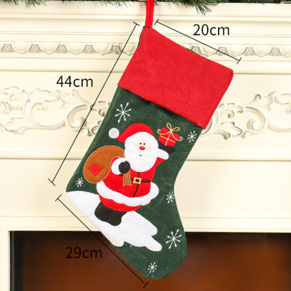 Linen Santa Embroidered Christmas Socks